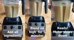 Best Vegan Cheese Sauce in Vitamix blender showing stages of blending.