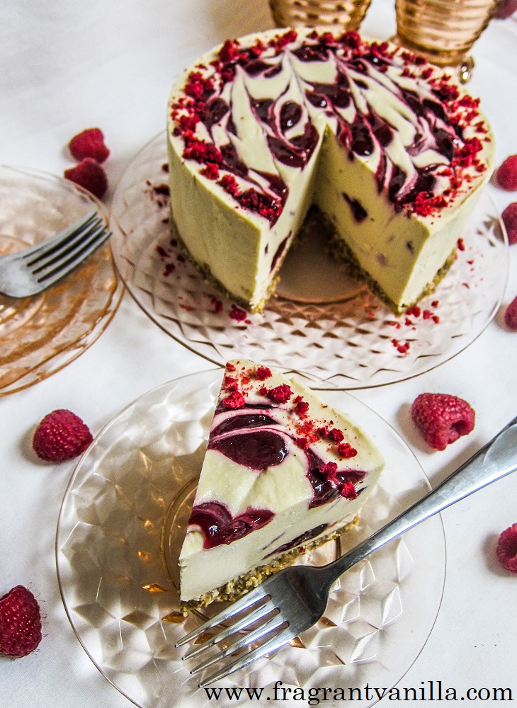 nut free vegan vanilla raspberry swirl cheesecake Romantic Vegan Valentine's Day