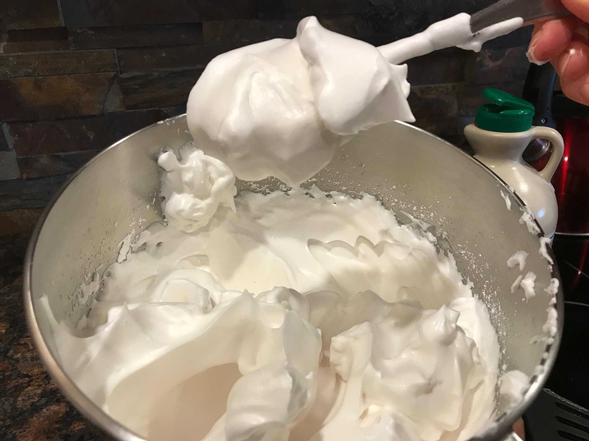 aquafaba whipped cream (canned chickpea liquid)