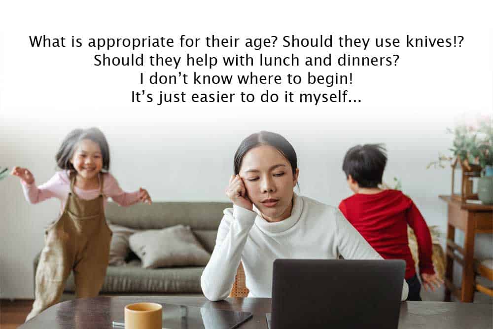 mom with kitchen questions