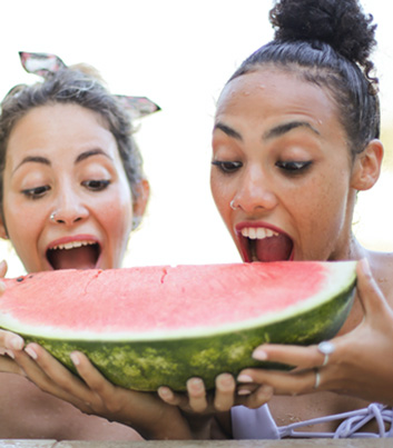 what do vegans eat girls eating watermelon